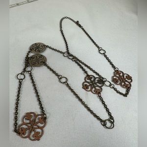 Mixed metal embossed disc necklace